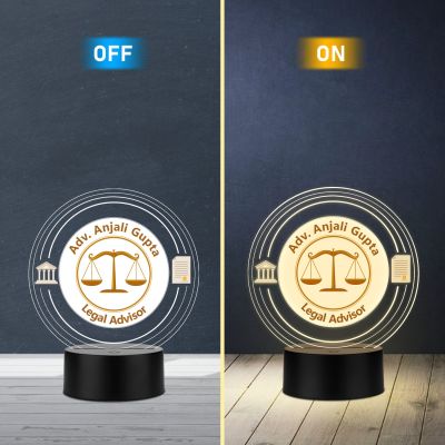 Personalized Advocate LED Lamp, Custom Name Acrylic Light with Warm White Light Advocate Office Decorative Desk Lamp with Black Base GIF for Lawyer & Advocate